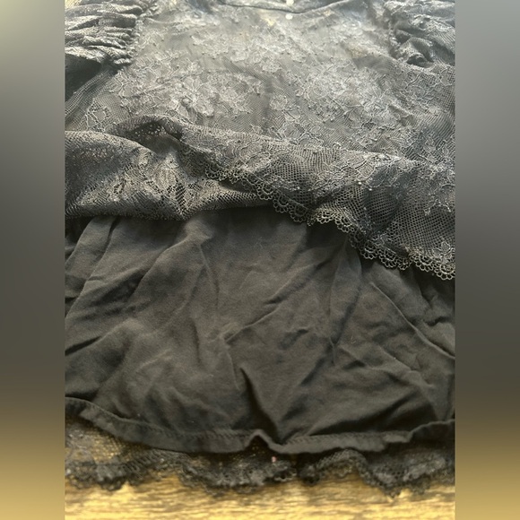 FREE PEOPLE Secret Admirer Blouse in Black Whimsigoth Dark Fairy Bohemian - Picture 13 of 14